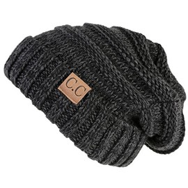 Shadana's Collection Womens Multicolor Oversized Baggy Warm Slouchy Cable Knit Winter Beanie Cap (Black)