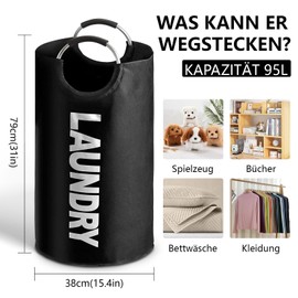 95L Großen Faltbare Wäschekörbe,Wäschekorb Faltbar,Wäschesammler,laundry baskets mit Griff, Geeignet für Schlafzimmer, Badezimme