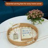 KOLWOVEN Round Rattan Tray with Handle, Rattan Serving Tray with