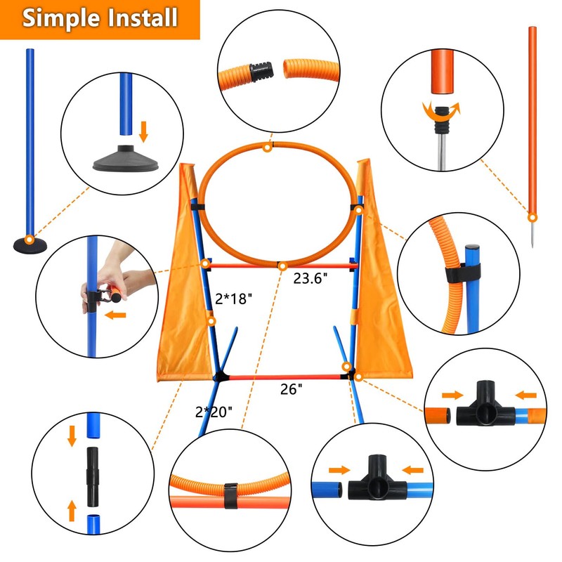 Dog Agility Training Equipment Set Outdoor Indoor Game, Tire Jump