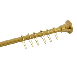 Kingston Brass SCC2817 Edenscape 38"-60" Stainless Steel Adjustable Shower Curtain Rod with Rings, 2.81'' (L) x 38'' (W) x 2-5/8'' (H), Brushed Brass