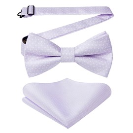 Enlision Men's Bow Tie with Pocket Square - Bow Ties for Men Wedding Pre-Tied Bow Suit Bow Tie and Handkerchief Set with Gift Box, lilac
