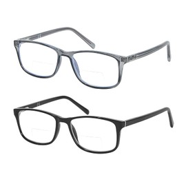 Kafirlo Bifocal Reading Glasses Women Men Clear Upper Blue Light Blocking Computer Readers No Line Wide Frame Bluelight Progressive Transition Driving Eyeglass Ultralight Stylish Designer Eyewear 1.75