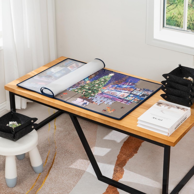 Tektalk Foldable Jigsaw Puzzle Board with 6 Sorting Trays, Portable