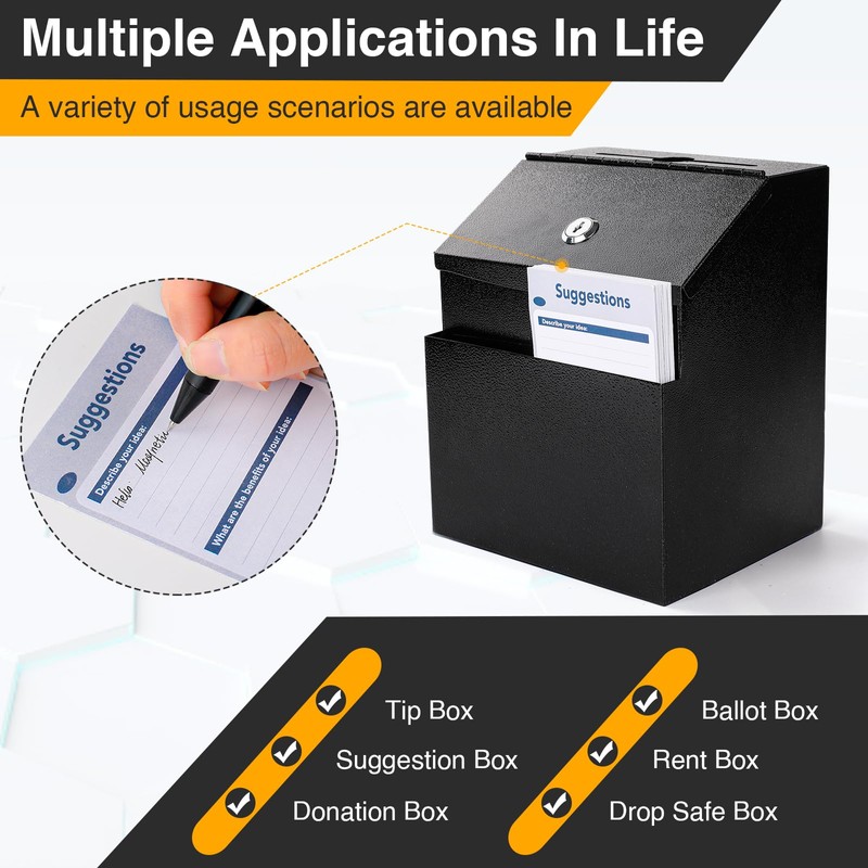 LINSIRON Suggestion Box with Slot and Lock 2 Pcs Metal