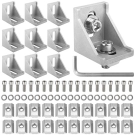 JiangLin 10 x Aluminium Profile Angle Mounting Material Aluminium Profile Connector 40 x 40 cm Aluminium Angle Connector Corner Connector Wall Bracket 90 Degree Angle Grid for 4040 Strut Profile DIY