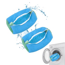 Shoe Wash Bag, Washing Machine, 360° Cleaning, Shock-Absorbing and Noise-Reducing, Multi Protection Shoe Bag, Washing Machine, Reusable Trainers, for All Shoe Types Sizes (Blue-2)