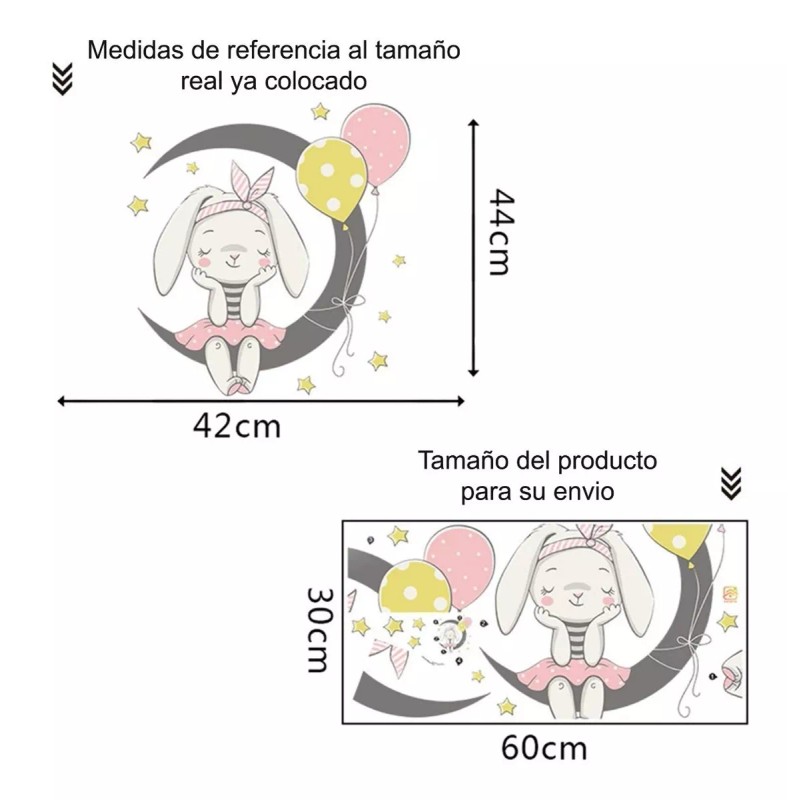 DaraBaby Vinil Decorativo Coneja Luna Habitación Estancia Niña Bebe