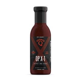 Kosmos Q OP X-1 Secret BBQ Sauce, Award-Winning Backyard Barbecue Sauce Flavor for Ribs, Chicken, Brisket, Pork & More, Sweet & Smoky BBQ Flavor with Ancho Heat, Gluten Free,15.5 Oz