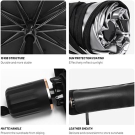 Genérico Parasol Coche Parabrisas Plegable Tipo Paraguas Protector - Bloqueador Reflectante Compacto para Ventana Delantera