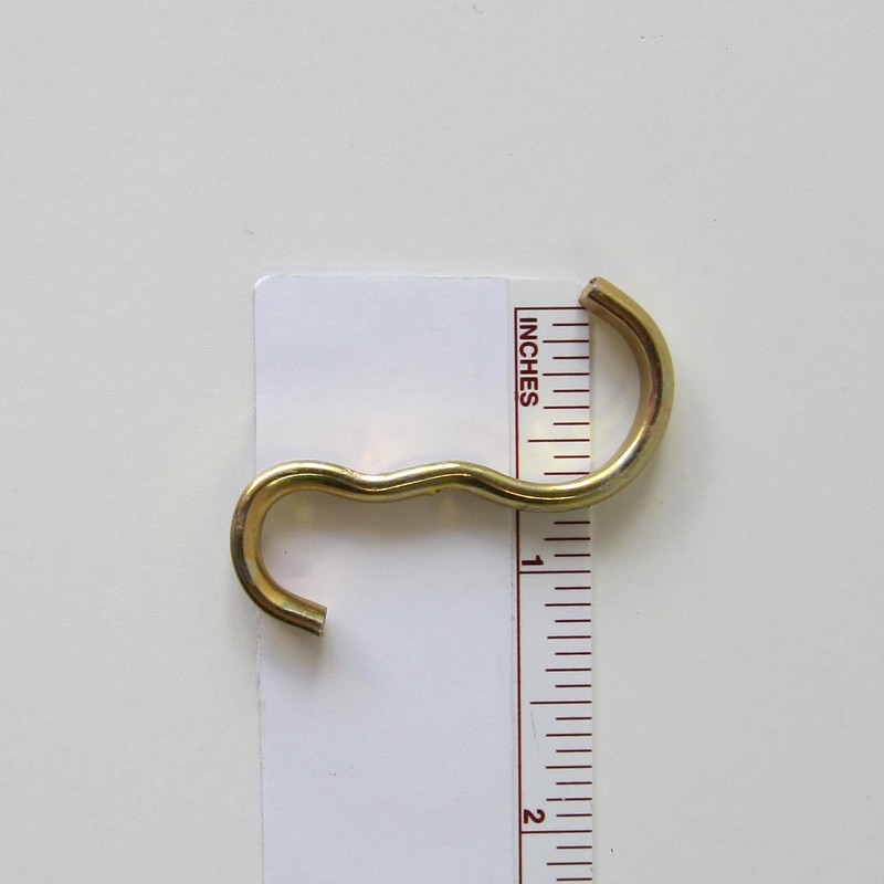 Narrow Picture Rail Hooks Brass Finish - 10 Pack -