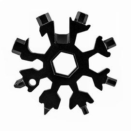 18 in 1 Snowflake Multitool, Men & Women Novelty idea Gift Excellent Stocking Filler Stainless Steel Gadgets Screwdriver Spanner Bottle Opener for Outdoor Camping Travel (Black)