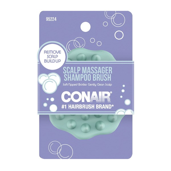 Conair Handheld Round Scalp Massager Shampoo Brush, Green