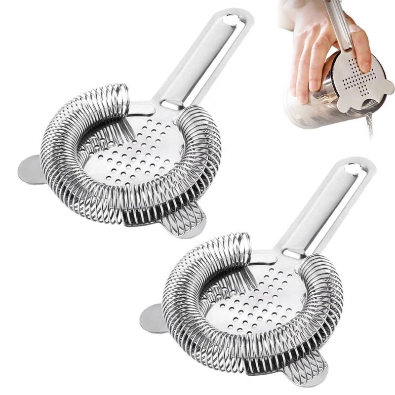 Yinore 2x Cocktail Strainer Stainless Steel Bar & Home Strainer