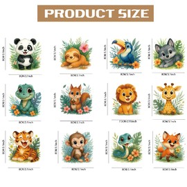 SUPERDANT 12PCS Cute Floral Animals Iron On Transfer Patches Cartoon Animals Heat Transfer Stickers DIY Iron On Decals Washable Heat Transfers Paper for Kids Clothing T-Shirt Backpacks Bag Pillow