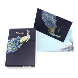 Punch Studio Boxed Thank You Card Set, Set of 10 Cards/Envelopes, Peacock Design, (45026)