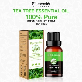 Elemensis Naturals Tea Tree Essential oil for Skin, Hair, Face, Acne Care, 100% Pure, Natural and Undiluted Therapeutic Grade Tea Tree oil, 15ml