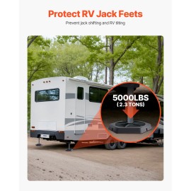 4-Pack RV Leveling Pads Each 5000 Lbs Capacity Large Surface Area Trailer Jack Stabilizer Padding Essential Exterior AccessoryApplicable Metal Foot Size: 10 inch Round Metal Foot (No Jack Feet)