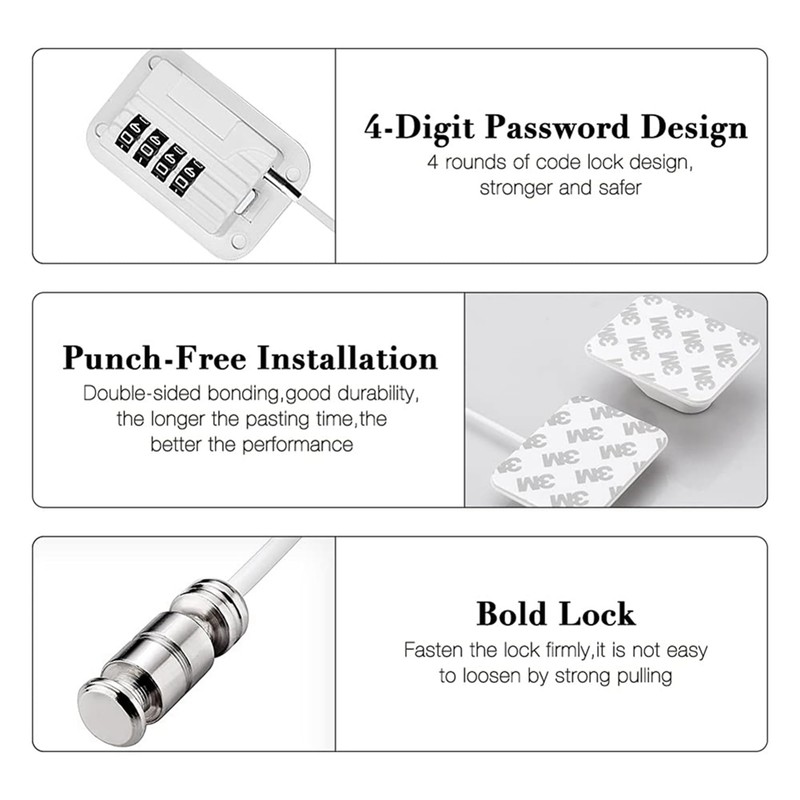 Fridge Lock with Code, Pack of 4 Fridge Locks, No