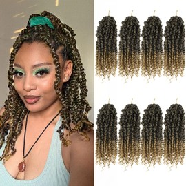 Bileaf 8 Packs Pre-twisted Passion Twist Crochet Hair for Crochet 12 Inch Ombre Passion Twist Hair, Short Passion Twists Hair Pre Looped Crochet Passion Twist Braids T27