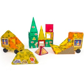 Tytan Tiles Construction Site & Trucks 60-Piece Magnetic Tiles Building Set, Fun Kids’ STEM Toy, Creative Play, Shape & Pattern Recognition, Fine Motor Skills, Includes Storage Bag, Ages 3 and Up