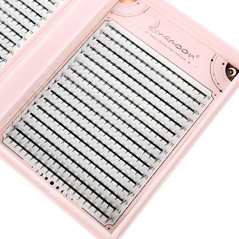 Lunamoon 640 Pieces Ready-Made Fan Eyelashes, 5D Volume, Premade Fan
