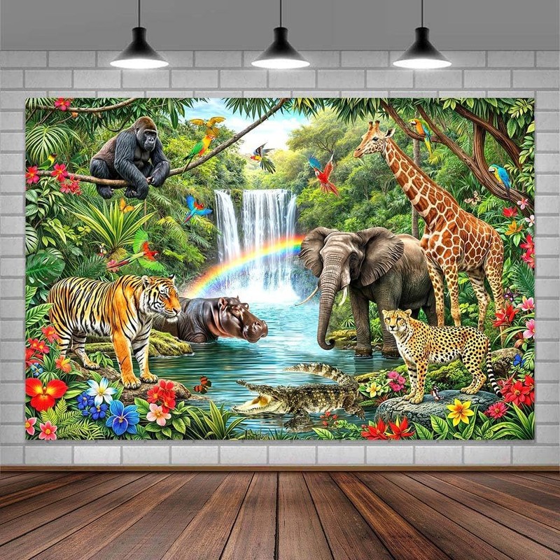 VBS 2026 Rainforest Falls Backdrop, Tropical Rain Forest Adventure Kids