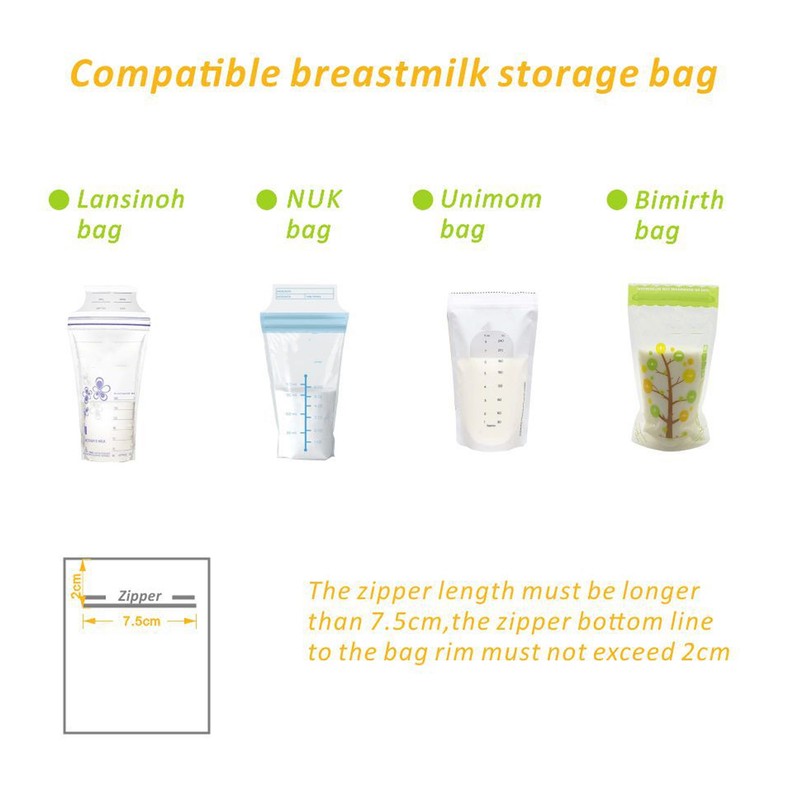 2Pcs Breastmilk Storage Bag Adapter Portable Convenient Use Wide Mouth