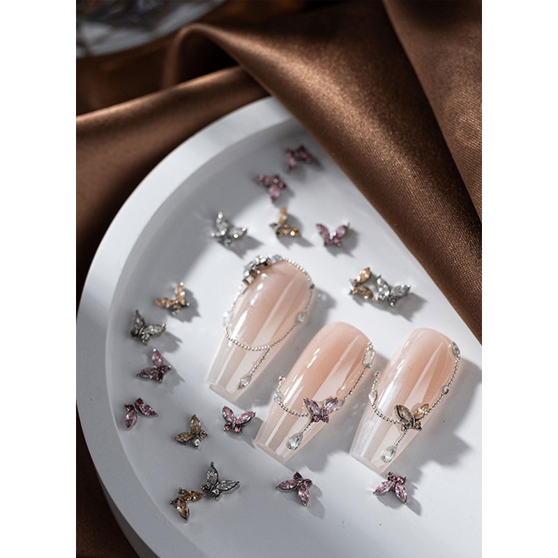 30 Piece Set Nail Parts, Butterfly, Clear, 3D Dimensional, Butterfly