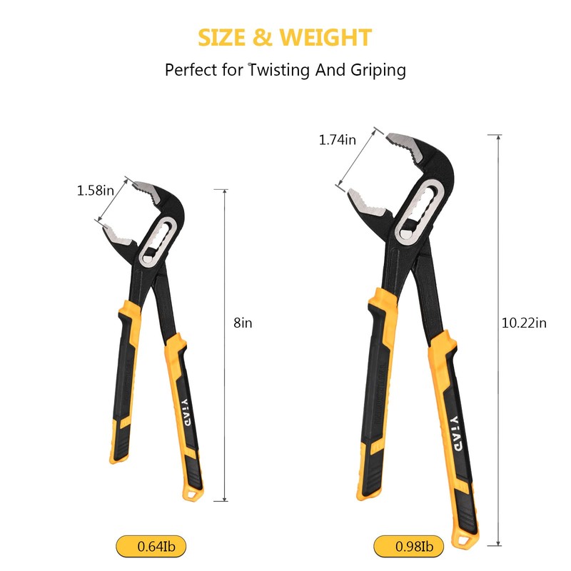 Groove Joint Pliers 8/10 Inch V-Jaw Water Pump Pliers With