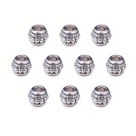 PandaHall 100pcs Bicone Spacer Beads Tibetan Antique Silver Large Hole Jewellery Spacer Charms for Jewellery Accessories, 8 x 6.5 mm, Hole: 3.5 mm