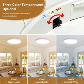 6PK 9 Inch LED Flush Mount Ceiling Light, 18W, 1860LM, 3000K/4000K/6000K CCT Selectable, 0.9inch Super Slim LED Ceiling Light Fixtures, Low Profile Round Flat Panel Light for Bedroom,Kitchen,Hallway