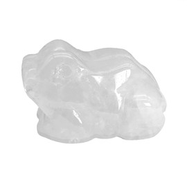 Ladeukoi Natural Stone Frog Statue, Healing Crystal Animal Bag Figurine Figurine Decoration 1.5 Inches, White Quartz