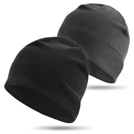 beifon Pack of 2 Running Hat Sports Hat Men's Winter Hat Women's Cycling Hat Under Helmet Beanie Warm Helmet Hat Windproof Elastic for Jogging Running Cycling Outdoor, Black, Dark Grey