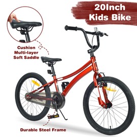 Hipicute Kids Bike 20 Inch Children's Bicycle for Boys Girls Child Bikes Age 7-10 Years, Outdoor Road Steel Frame Bike for Kids Red