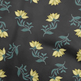 oneOone Velvet Black Fabric Dotted Floral Quilting Supplies Print Sewing Fabric by The Yard 58 Inch Wide