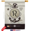 Nautical R Initial House Flag Dowel Set Monogram Coastal Anchor