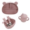 5pcs Baby Feeding Kit Food Grade Silicone Bear Design Plate
