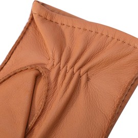 Meetoget⠀ Deerskin Leather Gloves For Men With Cashmere Lined For Winter Warmth USM04,Tan,Size M
