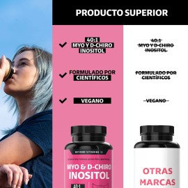Inositol Capsulas 40:1 | Myo Y D-chiro Inositol 100% Puro Premium En Cápsulas Beyond Vitamins | Sin Sabor | Myo Inositol - Myo Y D-chiro Inositol Vegano | Vitaminas Mujer - 180 capsulas