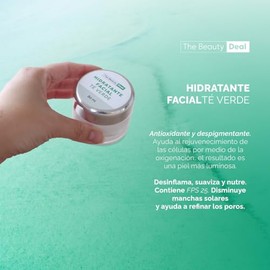 HUMECTANTE FACIAL TÉ VERDE FPS 25 60 ML, TEXTURA LIGERA Y AGRADABLE AROMA A TÉ VERDE, HIDRATANTE, CREMA PARA CARA DÍA Y NOCHE