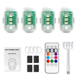 4PCS Wireless LED Strobe Lights with Remote Control, 8 Colors Rechargeable Waterproof Anti-Collision Drone Warning Lighting for Car Motorcycle RC Aircraft Bike