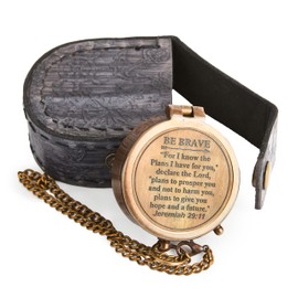 Engraved Pocket Compass with Leather Case – Inspirational Quote & Vintage Design Gift (Quote -2)