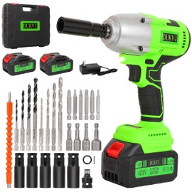 DUKVI 21V MAX Cordless Impact Wrench, 516Ft-lbs (700N.m) 1/2" Brushless Impact Gun, High Torque Power Impact Driver, 2x 4.0Ah Li-ion Batteries, 5 Sockets, Fast Charger for Car/Construction/Home DIY