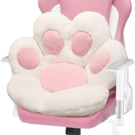 ELFJOY Comfy Chair Cushion Plush Cat Paw Cushion Kawaii Home Decor Cat Pillow for Office and Computer Gaming Chair (70 * 60cm, White)
