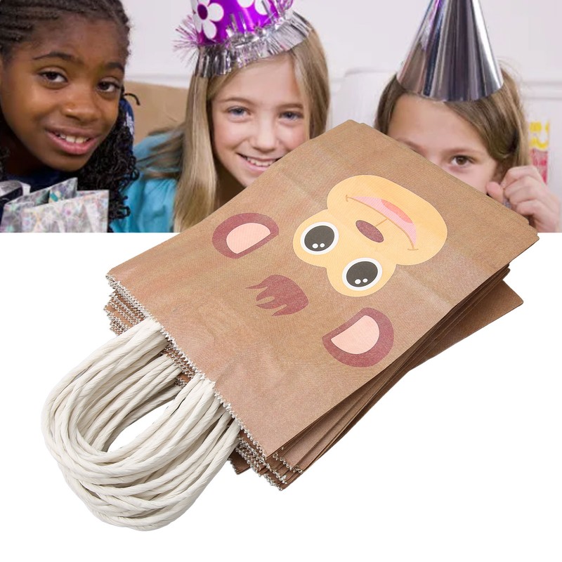 25Pcs Kraft Paper Gift Bag Animal Pattern Multipurpose Kraft Bag