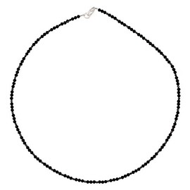 I-be, 446603/black/si/42 black spinel necklace, jet black, diameter 3 mm, 925 sterling silver lobster clasp, length 42 cm in gift box, Sterling Silver, Spinel
