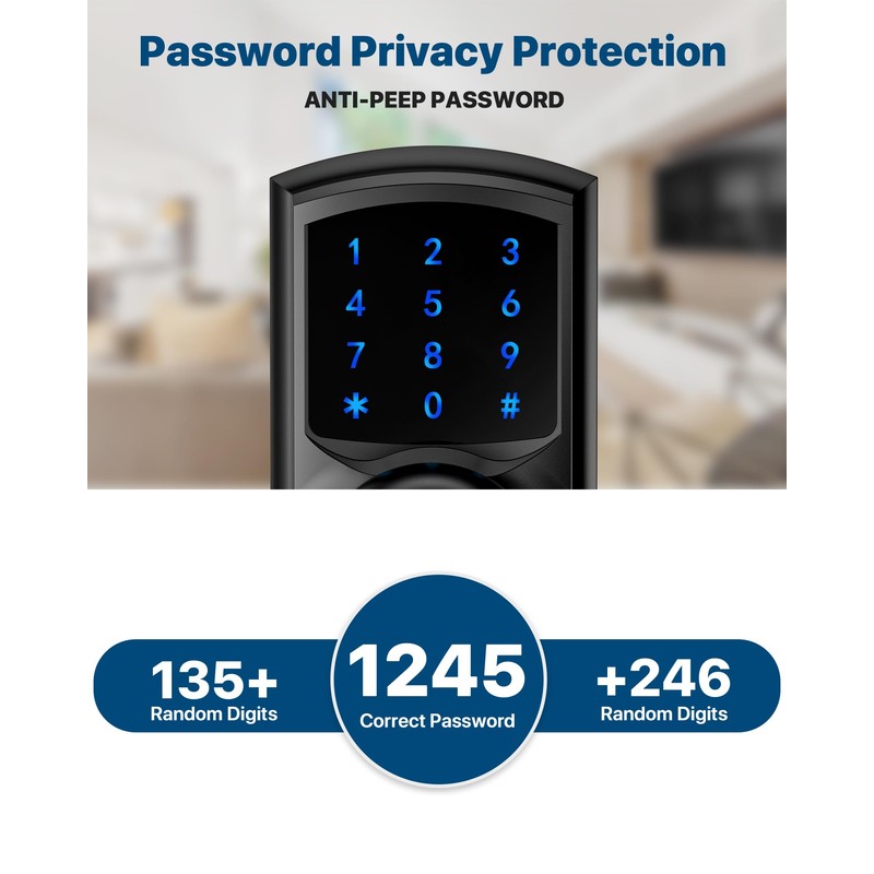 HIDALIFE Keyless Entry Door Lock, Keypad Door Lock with Handle,