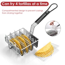 Taco Fryer Basket, 4 Shell Deep Fryer Taco Holder V-Shaped Tortilla Fryer Mold with Detachable Handle for Air Fryer Baking & Deep Frying Easy Clean & Space-Saving Commercial & Home Kitchen Tools