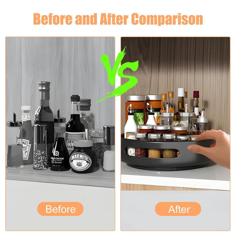 360° Rotating Spice Rack Space Saving Steel Rotating Container for